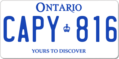 ON license plate CAPY816