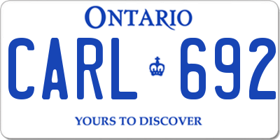 ON license plate CARL692