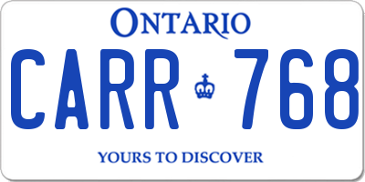 ON license plate CARR768