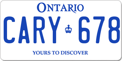 ON license plate CARY678