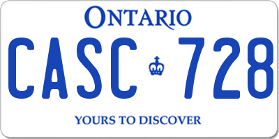 ON license plate CASC728