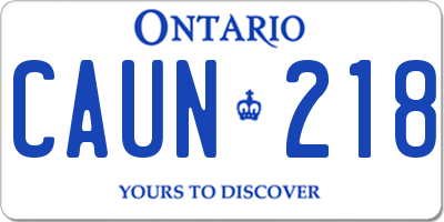ON license plate CAUN218