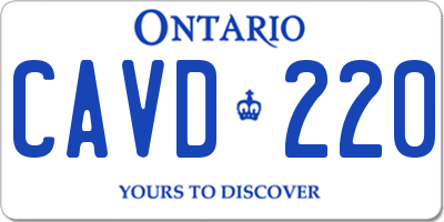 ON license plate CAVD220