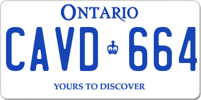 ON license plate CAVD664
