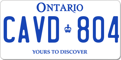 ON license plate CAVD804