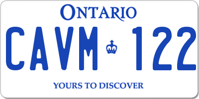 ON license plate CAVM122