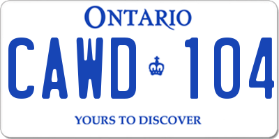 ON license plate CAWD104
