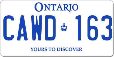 ON license plate CAWD163