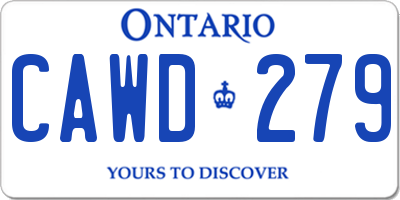 ON license plate CAWD279
