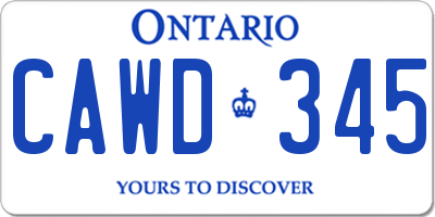 ON license plate CAWD345