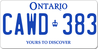 ON license plate CAWD383