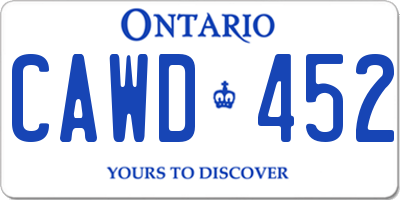 ON license plate CAWD452