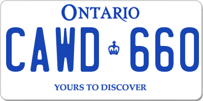 ON license plate CAWD660