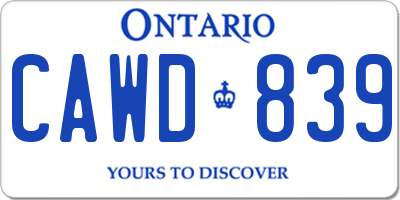 ON license plate CAWD839
