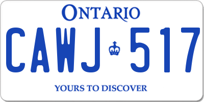 ON license plate CAWJ517