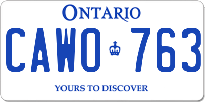 ON license plate CAWO763