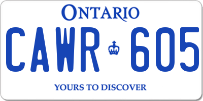 ON license plate CAWR605