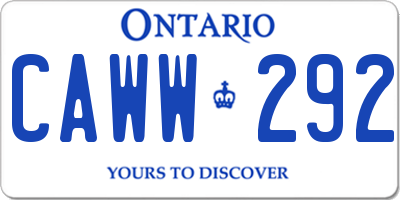 ON license plate CAWW292