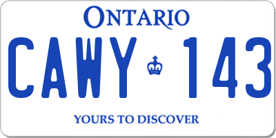 ON license plate CAWY143