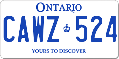 ON license plate CAWZ524
