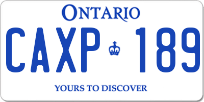 ON license plate CAXP189