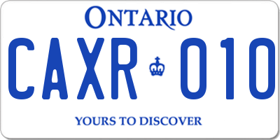 ON license plate CAXR010