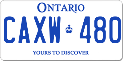 ON license plate CAXW480