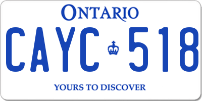 ON license plate CAYC518