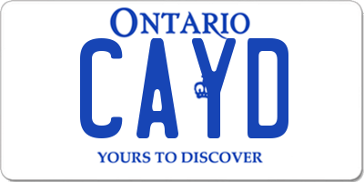 ON license plate CAYD