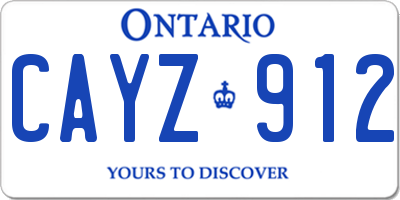 ON license plate CAYZ912