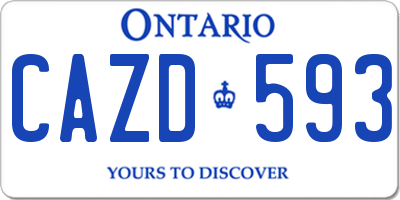 ON license plate CAZD593