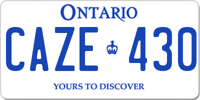 ON license plate CAZE430