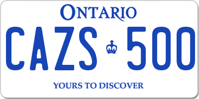 ON license plate CAZS500