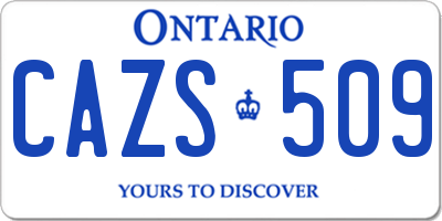 ON license plate CAZS509