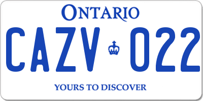 ON license plate CAZV022