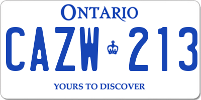 ON license plate CAZW213