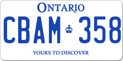 ON license plate CBAM358