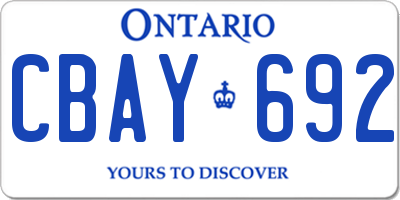 ON license plate CBAY692