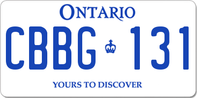 ON license plate CBBG131