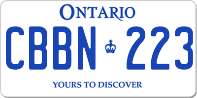 ON license plate CBBN223