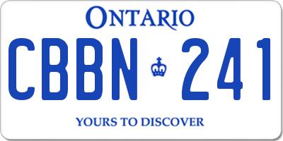 ON license plate CBBN241