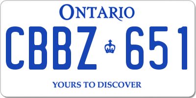 ON license plate CBBZ651