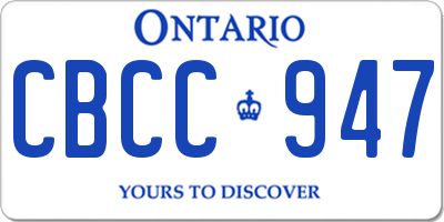 ON license plate CBCC947