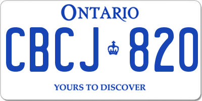 ON license plate CBCJ820