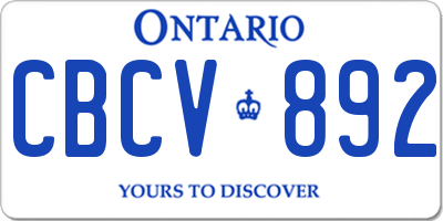 ON license plate CBCV892