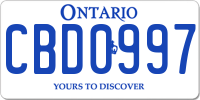 ON license plate CBD0997