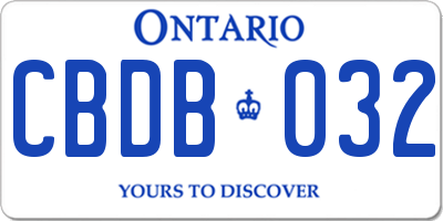 ON license plate CBDB032