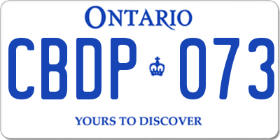 ON license plate CBDP073