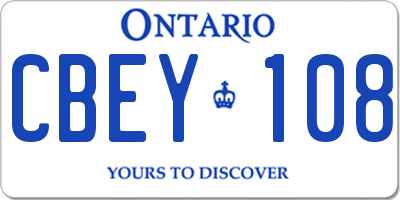 ON license plate CBEY108