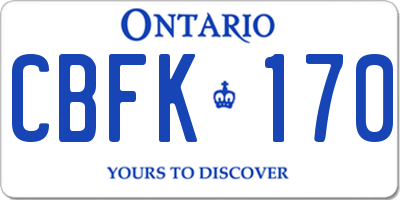 ON license plate CBFK170